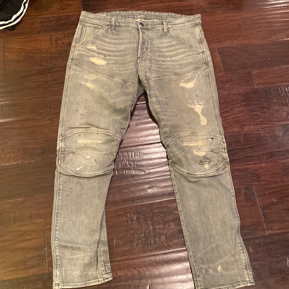 Mens G-star raw grey washed jeans size 38